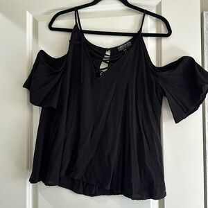 Cold Shoulder Lace Up Top